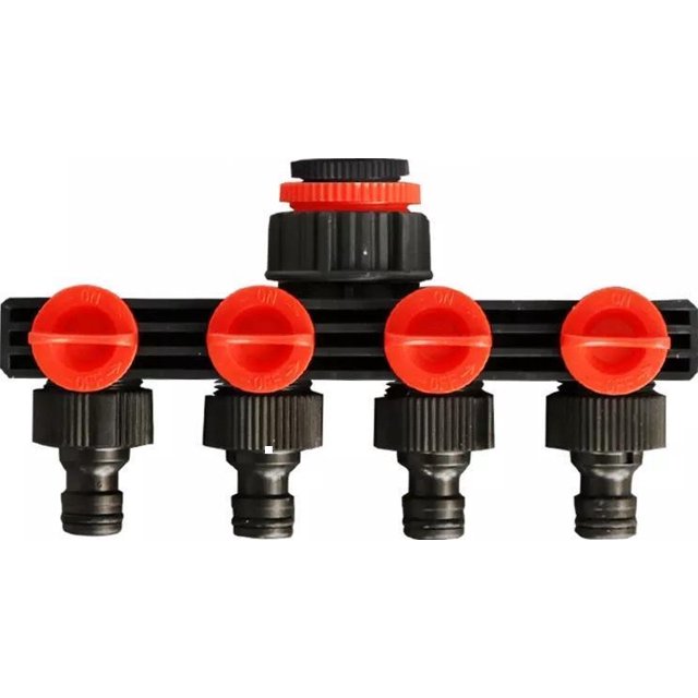 Grifo Y Selector 4 válvulas de salida, distribuidor de 4 vías conector de grifo divisor de manguera para flujo de agua ajustable y bloqueable