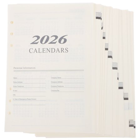 PAMINGONO 1Set Flexible Planner Pages A5 20.50X14.00X1.60cm White for Home Office Supplies and Daily Planning