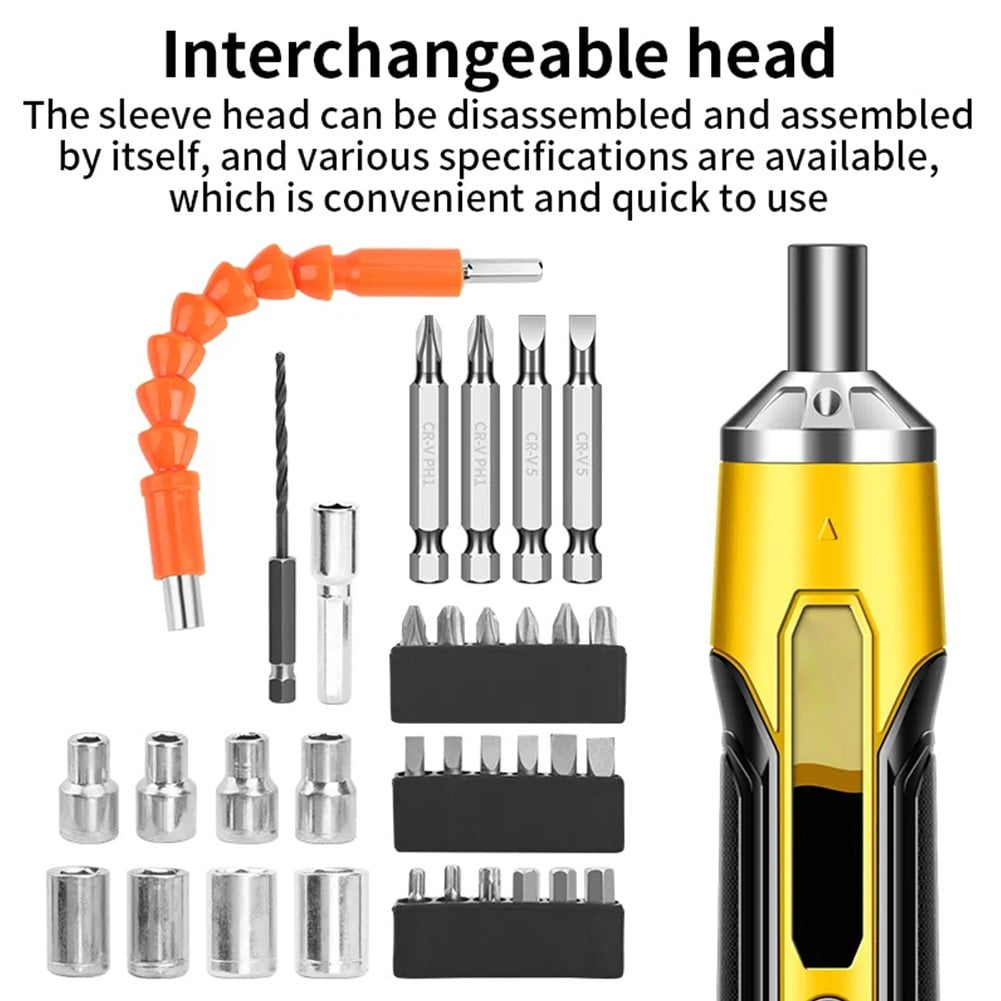 Cordless Electric Screwdriver 6.8V USB Rechargeable for Household Use with Magnetic Bits