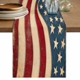 thumbnail image 2 of Retro American Flag Print Red Blue Table Runner 90 Inches Long,Kitchen Dining Tablerunners Patriotic Star and Stripe Linen Table Runners Dresser Scarves for Home Dinner Wedding Holiday Party Decor, 2 of 9