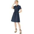 thumbnail image 3 of INSPIRE CHIC Robe Courte pour Femme à Col Évasé avec Poches et Taille Élastique, 3 of 6