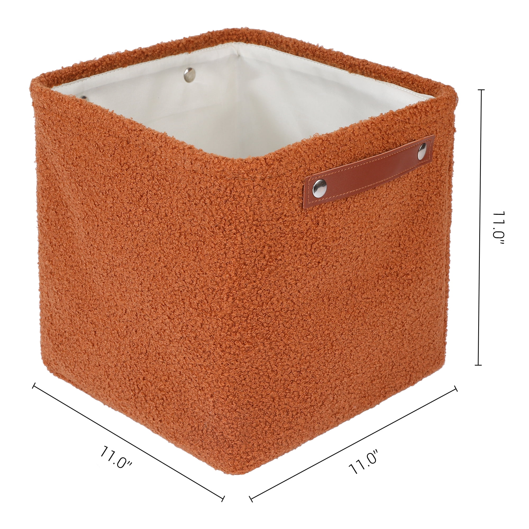 Unique Bargains 3 Packs Collapsible Cotton Storage Bin with Handles Dark Brown