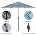 thumbnail image 4 of Parapluie de Marché de Table Extérieure de 8,6 Pieds avec Bouton Poussoir Inclinable / Manivelle, Rayures Bleues, 4 of 5