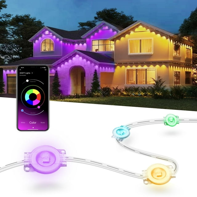 Luces exteriores Nexillumi RGB de 300 pies con control remoto IP67