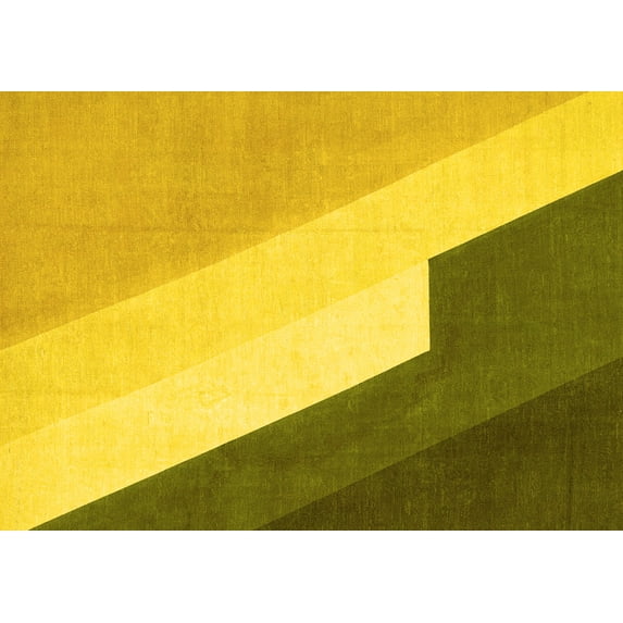 Ahgly Company Indoor Rectangle Abstract Yellow Modern Area Rugs, 2' x 4'