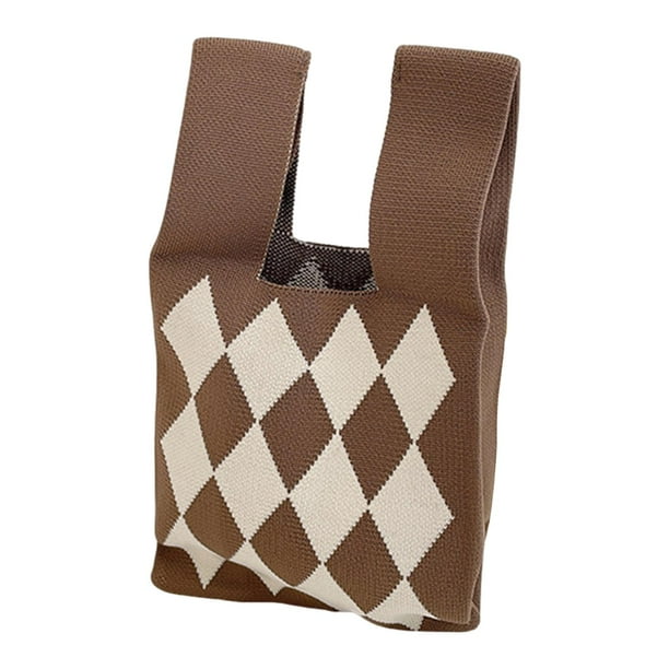Bolso de mano de punto para mujer, elegante y ligero, de gran capacidad, para compras caqui