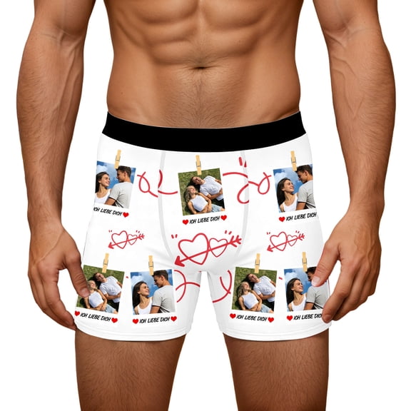KHONTS Men's DIY Personalized Boxers Husband Boyfriend Funny Boxers for Men Valentine's Day Birthday for Him White XL