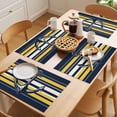 thumbnail image 5 of Nautical Anchor Placemats Set of 4 Navy Blue Yellow Striped Farmhouse Ombre Place Mats Indoor Wipeable Table Mats Washable Cloth Dining Table Placemats for Kitchen Holiday Party Home Decor 13x19 Inch, 5 of 9