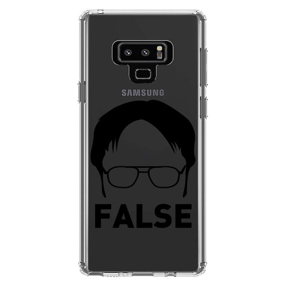 DistinctInk Clear Shockproof Hybrid Case for Samsung Galaxy Note 9 - TPU Bumper Acrylic Back Tempered Glass Screen Protector - Dwight Silhouette - FALSE