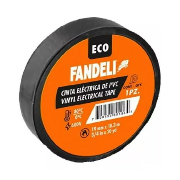 10 pz Cinta Aislar Electrica Fandeli Eco 19 Mm X 18.3 M Negro Electricidad Ferreteria Resistente