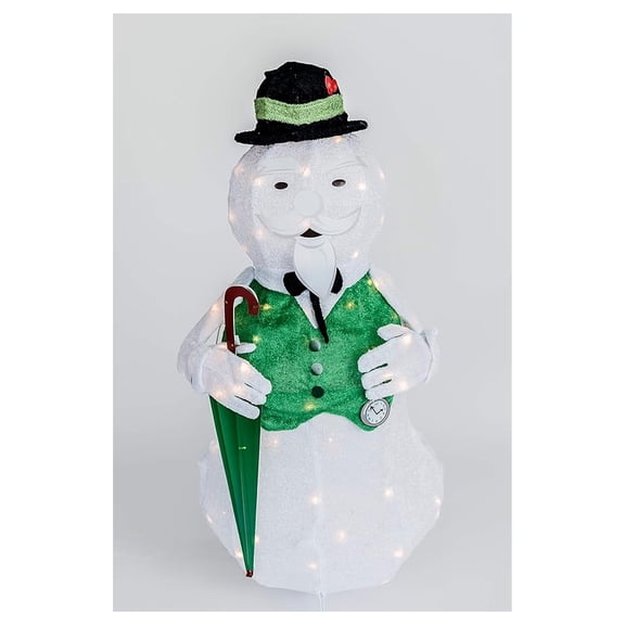 36" Tinsel Sam The Snowman w/Umbrella Rudolph The Red Nosed Reindeer Christmas Decoration
