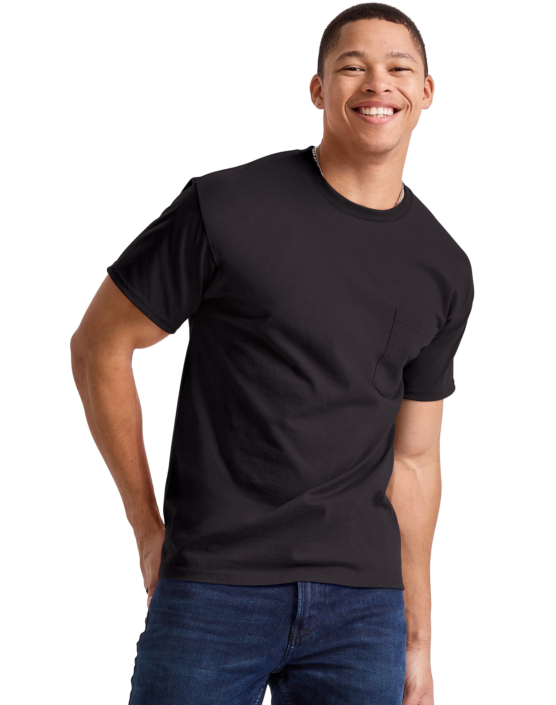 Hanes Essentials Men's Short Sleeve Pocket T-Shirt, 100% Cotton