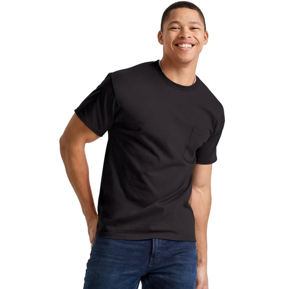 Hanes Men Pocket T-Shirt Cotton Short Sleeve Tee Crewneck Classic Fit Essentials