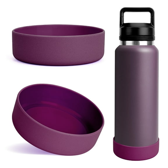 Linkidea 2 Pack Water Bottle Boot Compatible with YETI Rambler Bottle 26oz, Yonder 34oz, Silicone Anti-Slip Bottle Bottom Sleeve Bumper Protector (Nordic Purple)