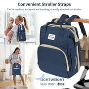 Diaper Bag Backpack, Novashion Multifunction 3 in 1 Waterproof Travel Back Pack, Baby Changing Bags with Changing Pad, Stroller Straps, Unisex, Blue