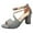 A-Grey284, variant on Women's Gladiator Sandals High-Heeled Ankle Strap Metal Details Summer Sandals Solid Color Stylish Holiday Shoes