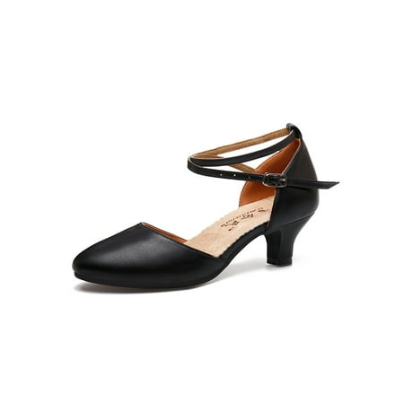 

Gomelly Women s Latin Shoe Tango Sandals Ballroom Dancing Shoes Non-Slip Dress Pumps Ladies Womens Black 3.5CM 5.5