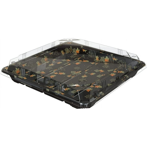 12# Sushi Container Sushi Tray Sushi plate Samurai party tray 10.4 * 10.4-Inch Take Out tray With Clear Lid 200 sets 12#