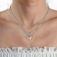 thumbnail image 4 of Y2K Heart Diamond Necklace Punk Crystal Pendant Asymmetric Rhinestone Star Chain Pink, 4 of 4