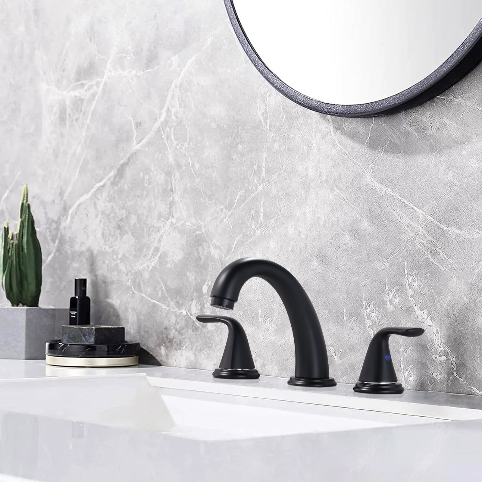 Wowow Widespread 2-Handle Bathroom Faucet in Black for Bathroom Sink with Pop Up Drain