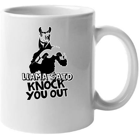 

Llama Said Knock You Out Funny Novelty Hip Hop Pun Novelty Humor Design Ceramic Coffee Mug
