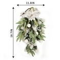 thumbnail image 4 of White Christmas Teardrop Wreaths for Front Door Artificial Floral Garland Christmas Teardrop Swag Christmas Hanging Pendant for Winter Holiday Xmas Wall Door Hanging Decor (18.7"L*11.8"W), 4 of 8