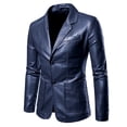 thumbnail image 5 of Traje de cuero de PU para hombre, chaqueta de cuero lavada en caliente, chaqueta de cuero de color sólido, 5 of 5