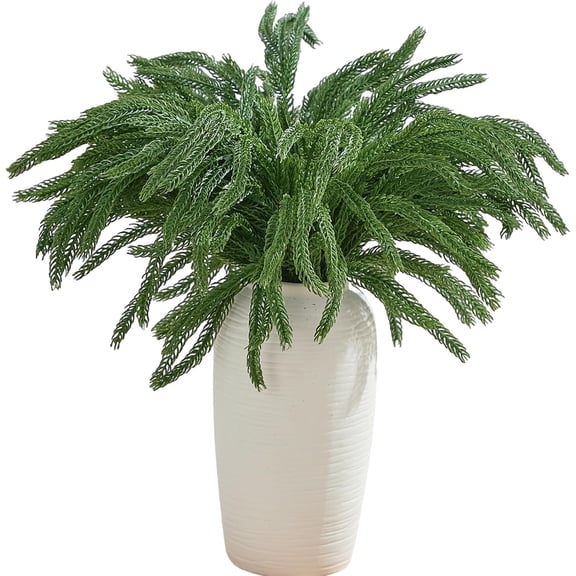 6 Pcs Norfolk Pine Stems- Christmas Greenery Stems Norfolk Pine Branches, Real Touch Norfolk Pine Stems Artificial Christmas Branches for Decoration 18 Inch