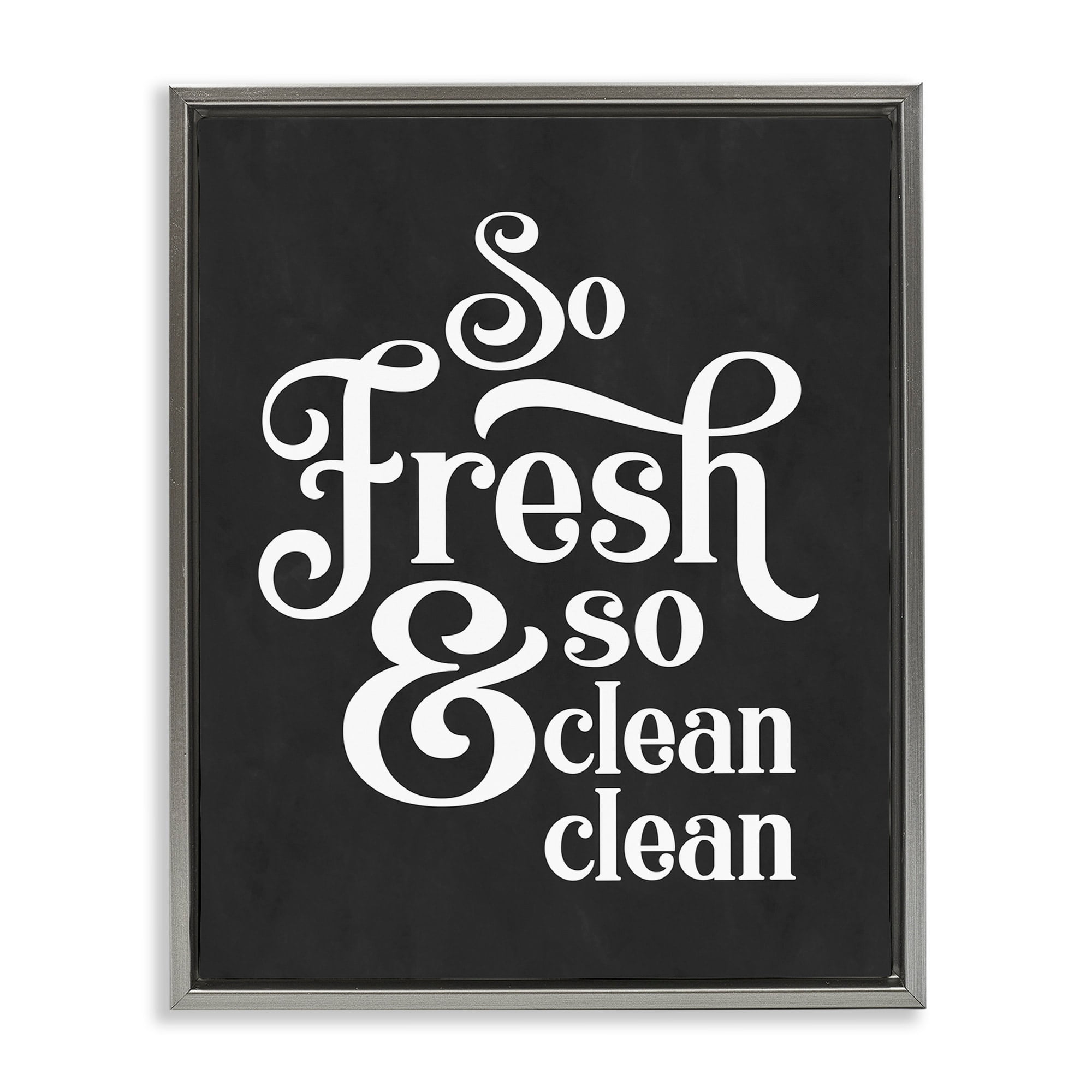 Stupell Industries So Fresh So Clean Laundry Phrase Vintage Typography Luster Gray Framed Floating Canvas Wall Art, 24x30, by Lettered and Lined