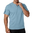 thumbnail image 4 of Paiwinds Men's Casual Short Sleeve Henley Shirt with Button Placket, Round Neck T-Shirt Top for Daily Wear, Black, 4 of 9