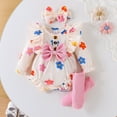 thumbnail image 2 of Jamsmile Newborn Baby Girls Outfits Sets Long Sleeve Romper With Floral Print Headbands Long Socks Infant Girls Cute Outfits, 2 of 6
