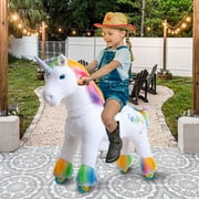PonyCycle Ride on Unicorn Toys Walking Rocking Horse for Kids 3-4 Ride on Horse Size 3 Riding Rainbow Unicorn Ride on Pony No Electricity Giddy up Pony Plush Toy Walking Animals X32