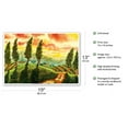 thumbnail image 2 of Red Sky over Tuscany Italy - Italian Vineyards Cypress Trees - From an Original Watercolor Painting by Robin Wethe Altman - Master Art Print (Unframed) 13in x 19in, 2 of 4