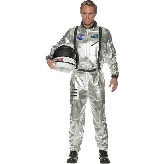 Underwraps Silver Astronaut Men's Halloween Fancy-Dress Costume for Adult, Standard