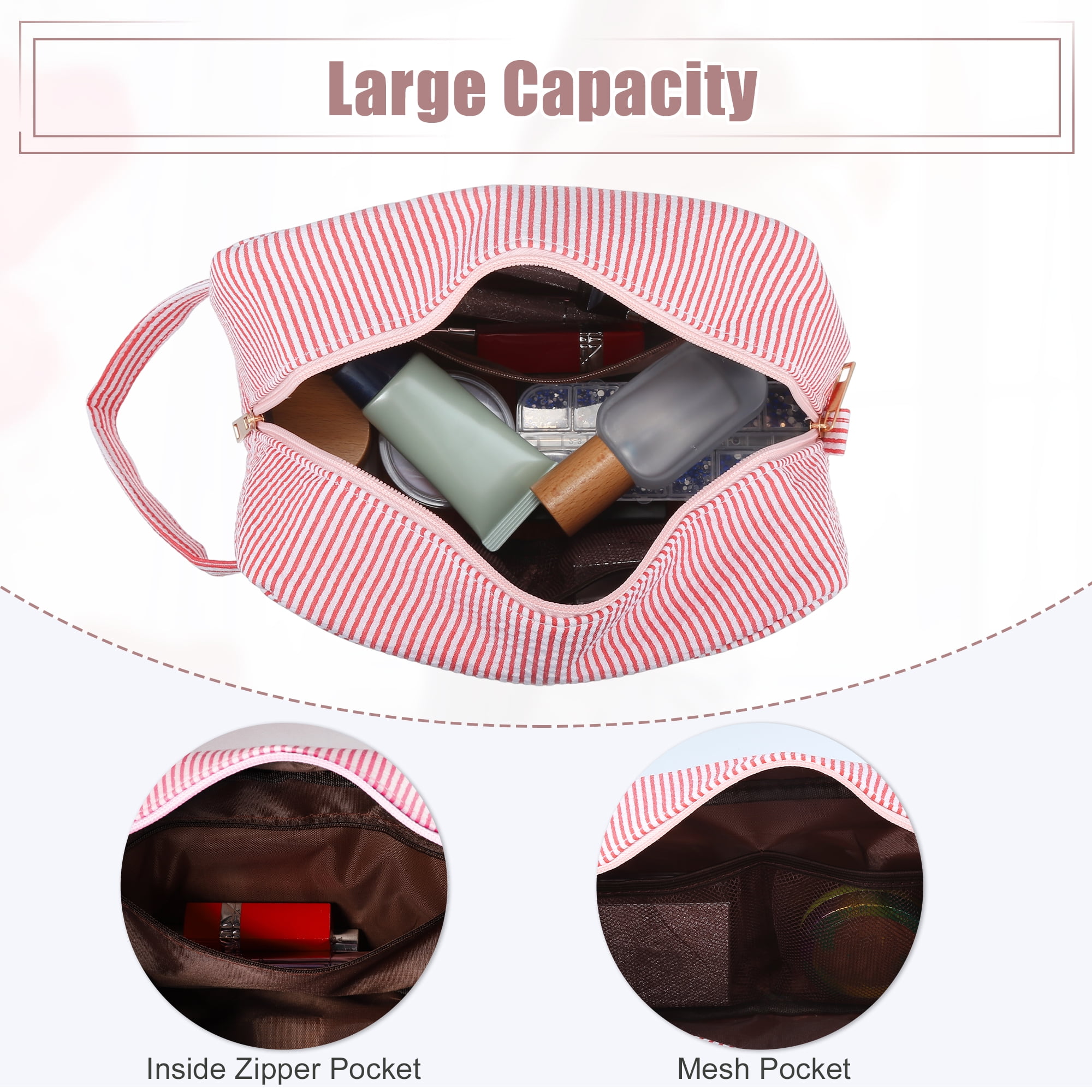 Unique Bargains Personalized Initial Make Up Bag K Cosmetic Bag Travel Makeup Bag Red