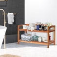 thumbnail image 2 of Giantex 2-Tier Wood Shoe Rack Entryway Shoe Shelf Storage Organizer for Hallway, Bathroom, Living Room Free Standing Shoe Racks with Metal Side Hangers, 2 of 8