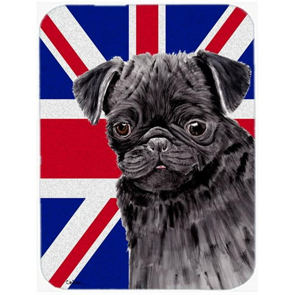 7.75 x 9.25 In. Pug With English Union Jack British Flag Mouse Pad, Hot Pad Or Trivet