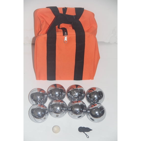 73mm Metal Bocce/Petanque Set with Silver Balls and Heavy Duty Orange Nylon Bag - Single
