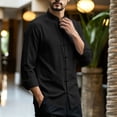 thumbnail image 3 of Guluxicc Men's Linen Shirts Button Down Relaxed Fit Classic Asian Long Sleeve Shirts Summer Casual Outfits, 3 of 8