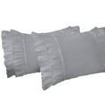 thumbnail image 2 of 2 Piece Vintage Ruffle Pattern Solid Silver European Pillow Shams, (European 26x26 Pillow Cover), 100% Egyptian Cotton, 800 Thread Count, European Size, 2 of 3