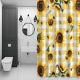 thumbnail image 4 of Sunflower Flower Shower Curtain for Bathroom Decor, Green Leaf Orange Plaid Farm Plant Spring Waterproof Fabric Shower Curtain, 72"x84" Set with 12 Hooks, 4 of 9