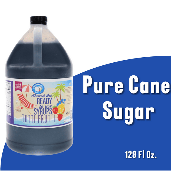 Hypothermias |Tutti Frutti| Ready to Use | Hawaiian Shaved Ice or Snow Cone Syrup Gallon (128 Fl. Oz), 100 % Pure Cane Sugar