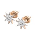 thumbnail image 4 of Dazzlingrock Collection Round White Diamond Starburst Cluster Screwback Stud Earrings for Women (0.10 ct, Color I-J, Clarity I2-I3) in 10K Rose Gold, 4 of 5
