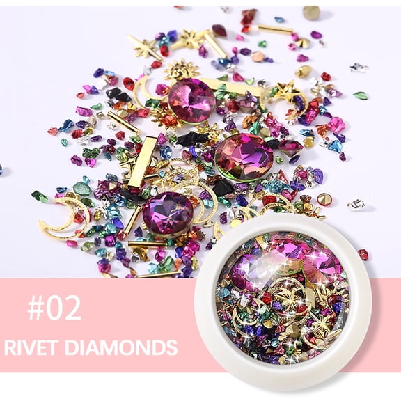 SDJMa Sparkle Nail Art Rhinestones Diamonds Crystals Beads Artificial Pearls and Gold Silver Nail Studs Gems Metal Rivets Charms Hollow Moon Star Shaped (Micro mini stones kit)