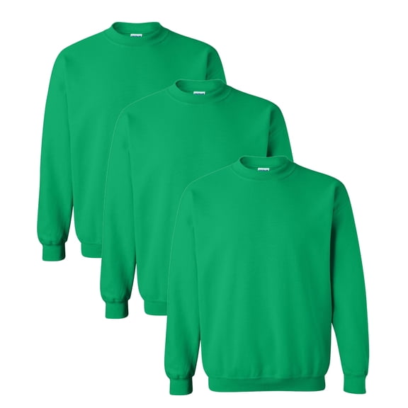 Gildan - Heavy Blend Crewneck Sweatshirt, High-Visibility, Soft Fleece, Anti-Pill, Irish green Color, Size: 2XL, Pack-3