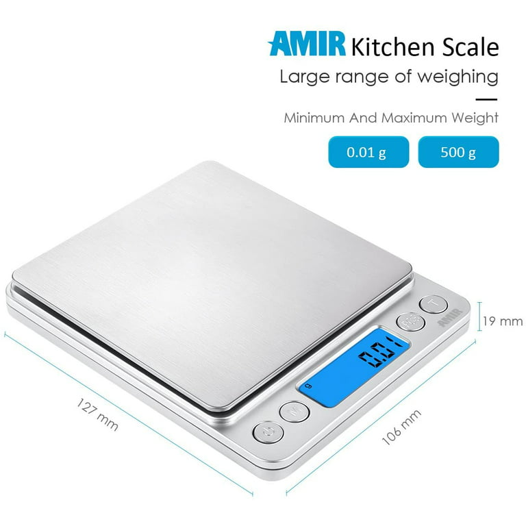 Food Scale, 0.001oz/0.01g Precise Digital Kitchen Scale Gram Scales Weight Food Coffee Scale Digital Scales for Cooking Baking Stainless Steel Back