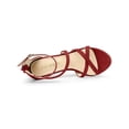 thumbnail image 4 of BLISSFUL STEP Women's Shoes Strappy Stiletto Heels Platform Ankle Strap Open Toe Faux Suede Sandals Red 10, 4 of 7