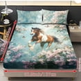 thumbnail image 4 of Xoenoiee Horse Butterfly Flower Print 3 Piece Sheet Set Includes 1 Fitted Sheet and 2 Pillowcases, Soft and Breathable Microfiber Bed Sheets with Deep Pocket for Bedroom Decor, Twin Size, 4 of 7