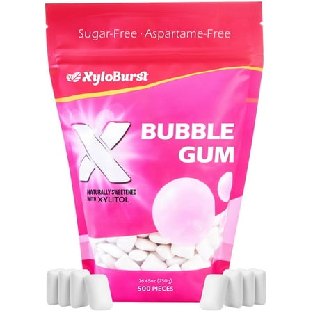 XyloBurst Gum | Xylitol Chewing Gum | Sugar Free, Gluten Free, Keto Friendly | Aspartame Free Gum For Oral Health | Bubble Gum | 500-Count Bag