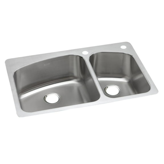 Elkay Dayton Stainless Steel 33" x 22" x 8", 60/40 Double Bowl Dual Mount Sink